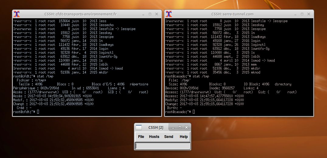 Exemple d'utilisation de ClusterSSH sous Ubuntu